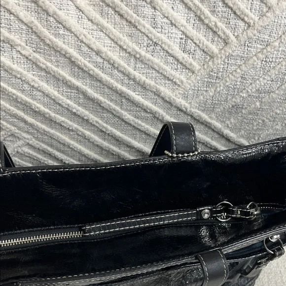 Coach Shiny Black Leather Tote - Picture 3 of 5